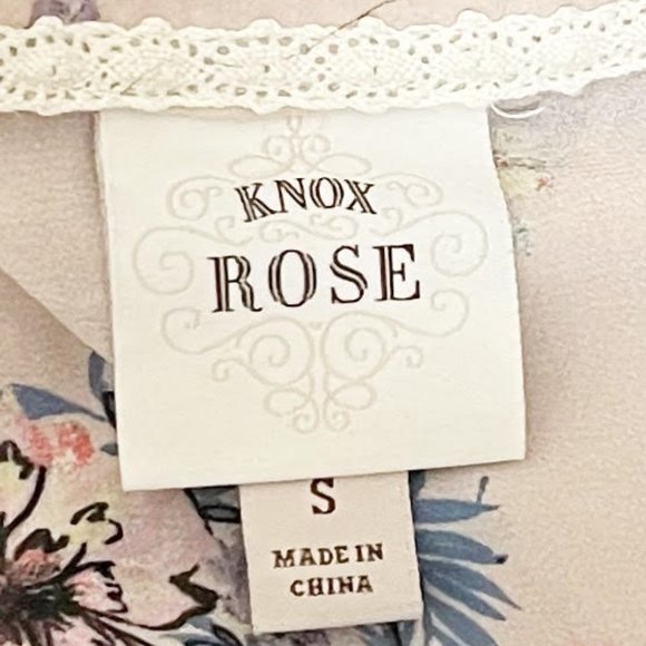 Knox Rose Small Blush Pink Floral Neck Tie High Low Long Sleeve Semi Sheer Blo… - Picture 5 of 6
